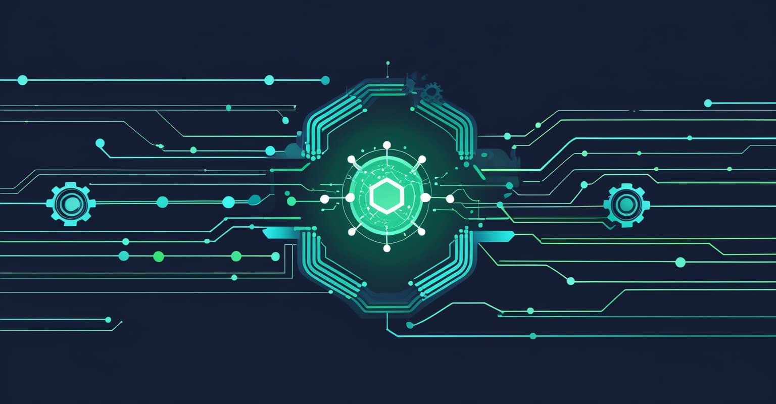 Abstract AI automation concept illustration for the article “SMS Marketing”, in KP Growth Consulting brand colours.